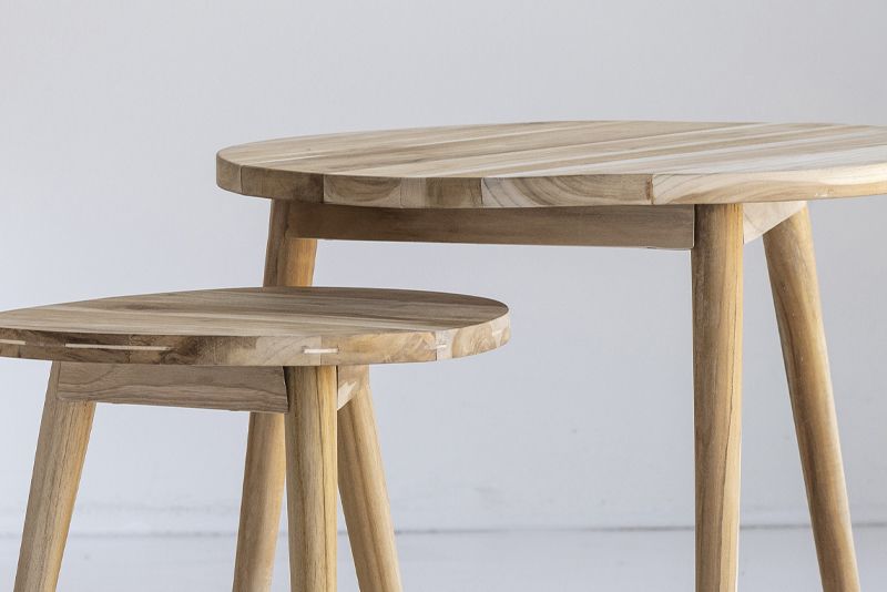 Hornbæk sofa borde 2 stk. teak Ø60 & Ø40