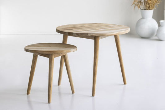 Hornbæk sofa borde 2 stk. teak Ø60 & Ø40